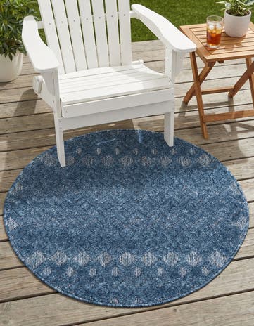 3' x 3' Easy-Clean Trellis Textured Indoor / Outdoor Round Rug
