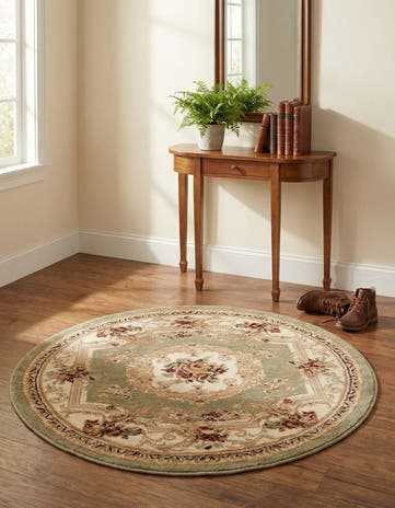 Green Classic Aubusson Round Rug