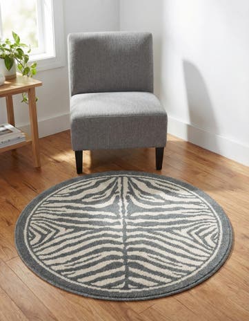Gray and Ivory Savannah Round Rug
