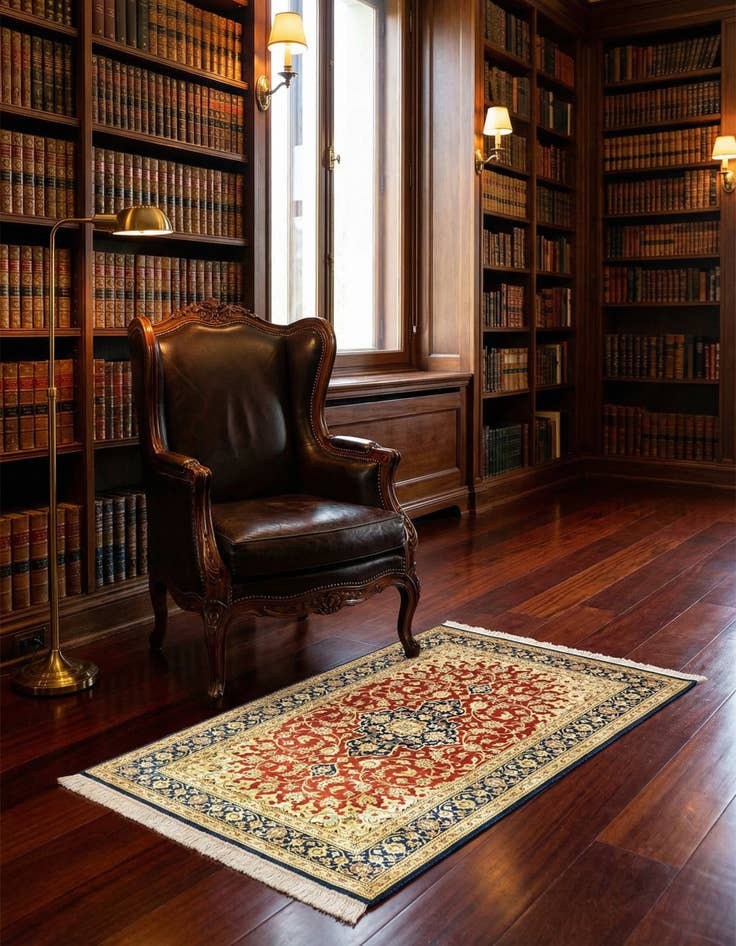 Detail image of 2' 7 x 4' 3 Ghom Silk Rug