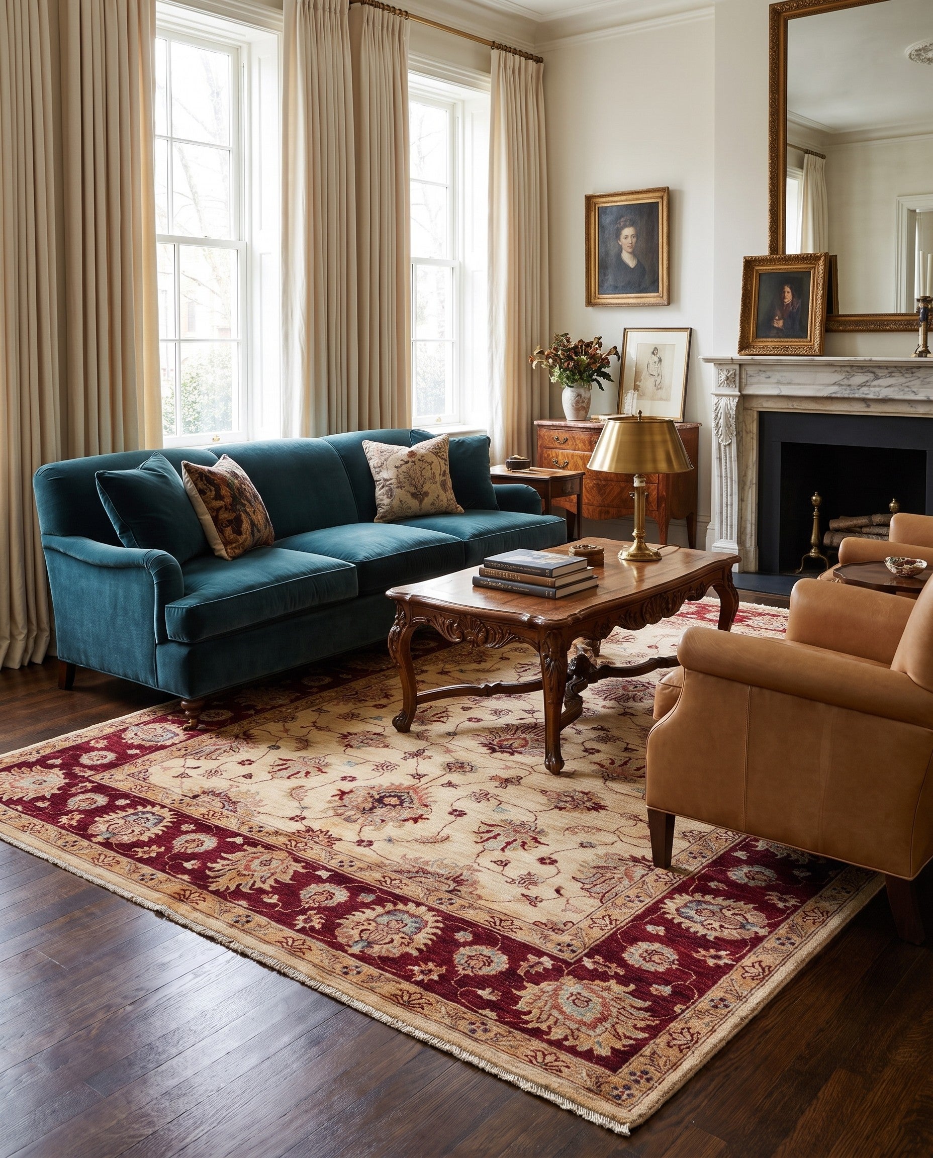 5' 8 x 8' 2 Hand Knotted Ziegler Rug