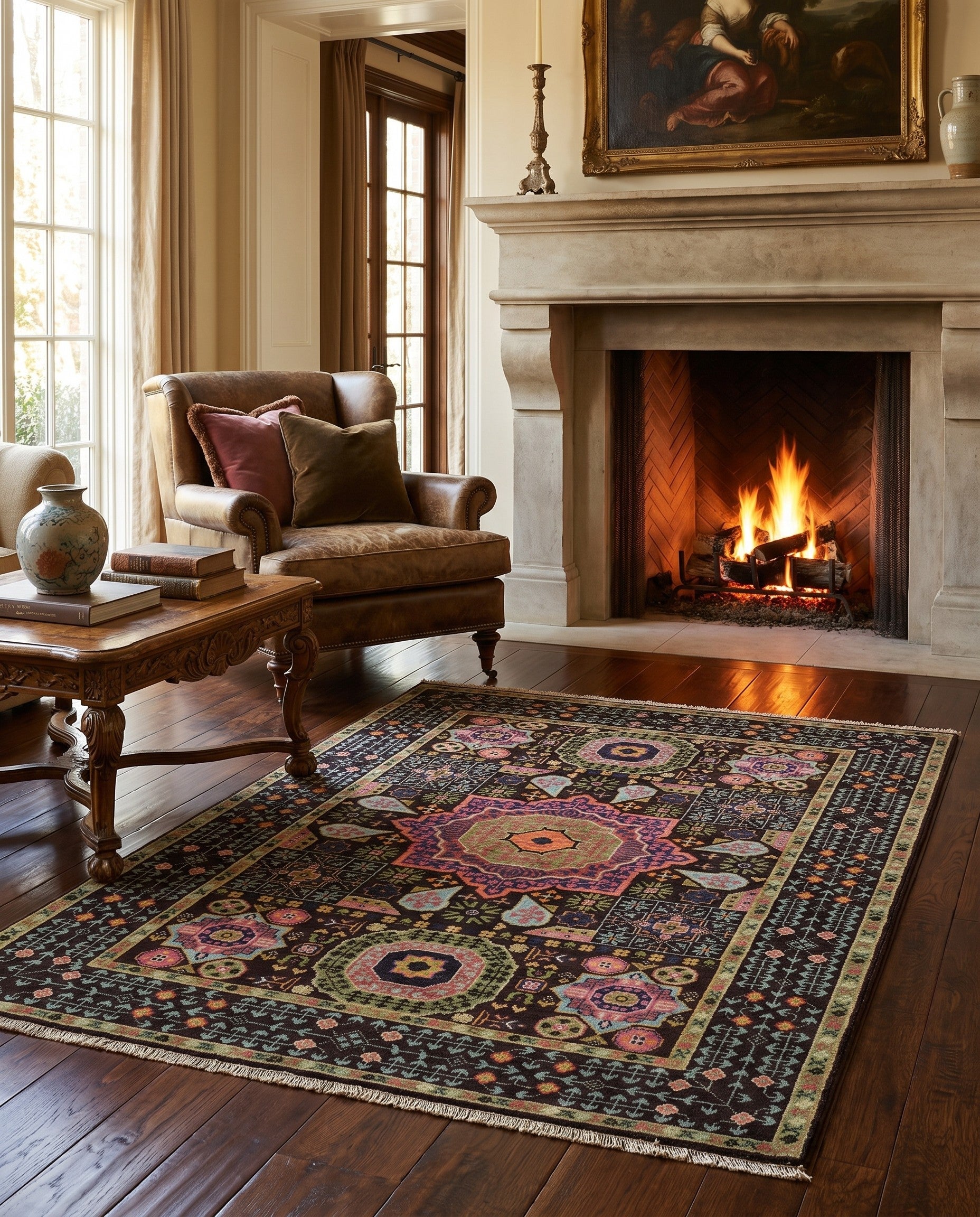 3' 4 x 5' Hand Knotted Mamluk Ziegler Rug