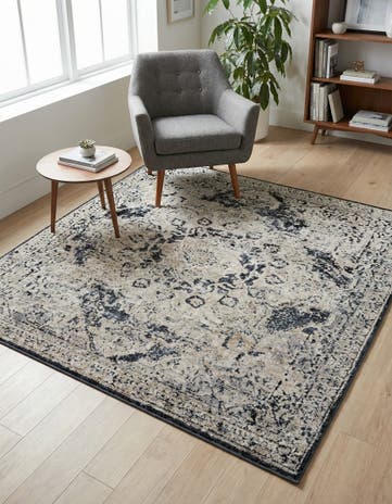 Navy Blue Eliza Square Rug
