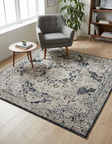 Navy Blue Eliza Square Rug