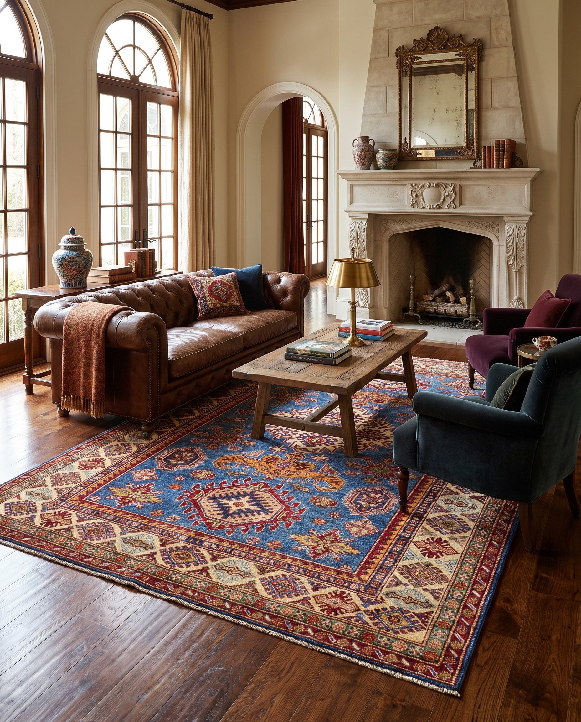 5' 7 x 8' 3 Hand Knotted Kazak Rug