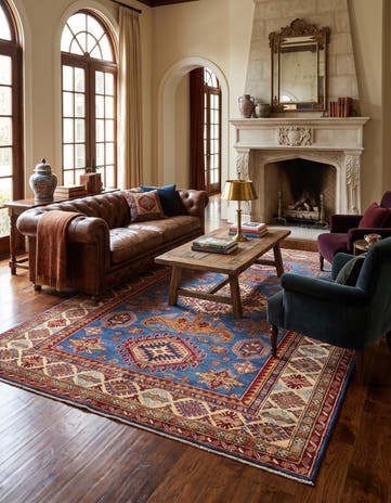 5' 7 x 8' 3 Hand Knotted Kazak Rug