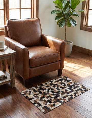 2' x 3' Cowhide Leather Rug