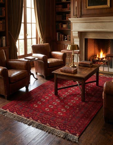 4' 1 x 6' 4 Hand Knotted Afghan Akhche Wool Rug