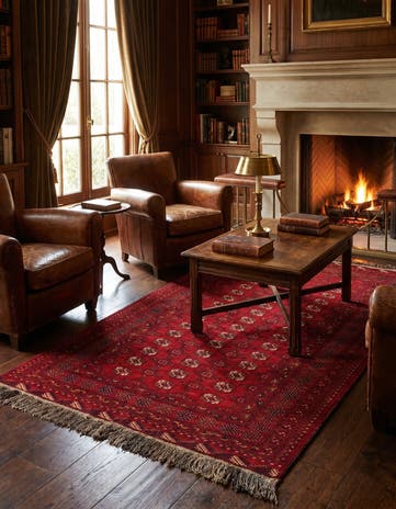 4' 1 x 6' 4 Hand Knotted Afghan Akhche Wool Rug