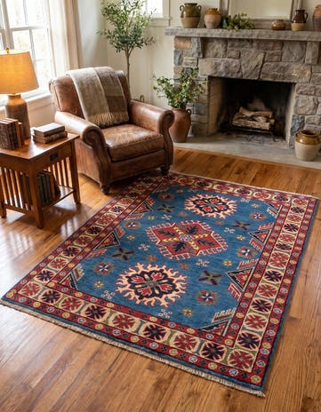3' 3 x 3' 9 Hand Knotted Kazak Rug