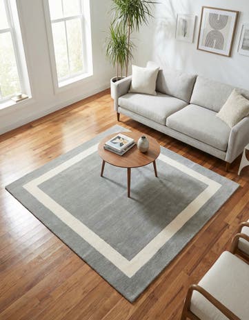 Earl Gray Jill Zarin Border Wool Square Rug