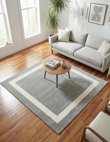 Earl Gray Jill Zarin Border Wool Square Rug