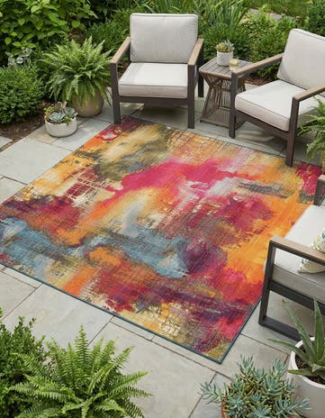 6' x 6' Easy-Clean Modern Indoor / Outdoor Square Rug