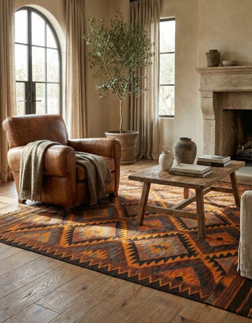 4' 7 x 8' 1 Hand Woven Kilim Afghan Wool Rug