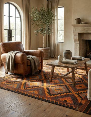 4' 7 x 8' 1 Hand Woven Kilim Afghan Wool Rug