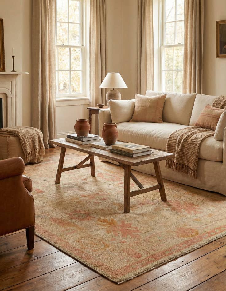 Detail image of 4' 4 x 6' 3 Hand Knotted Oushak Wool Rug