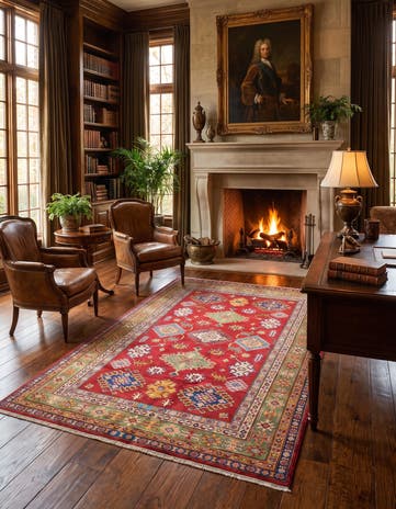 5' x 7' 5 Hand Knotted Kazak Rug