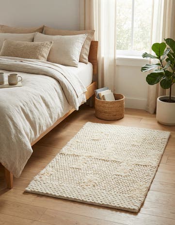 Ivory Hand Woven Lana New Zealand Wool Rug