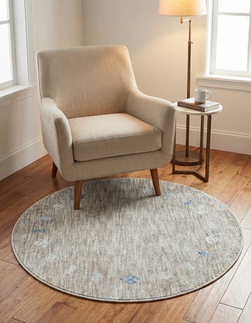 Gray Brown Gabbeh Round Rug