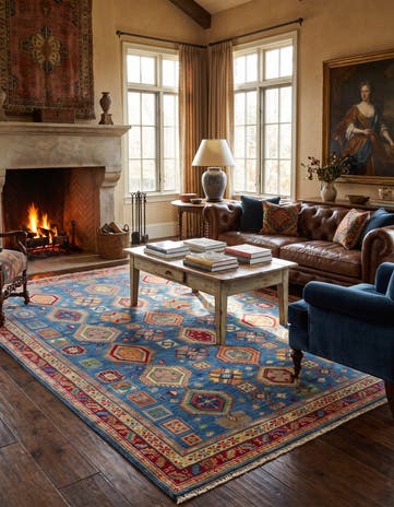 5' 9 x 7' 8 Hand Knotted Kazak Rug