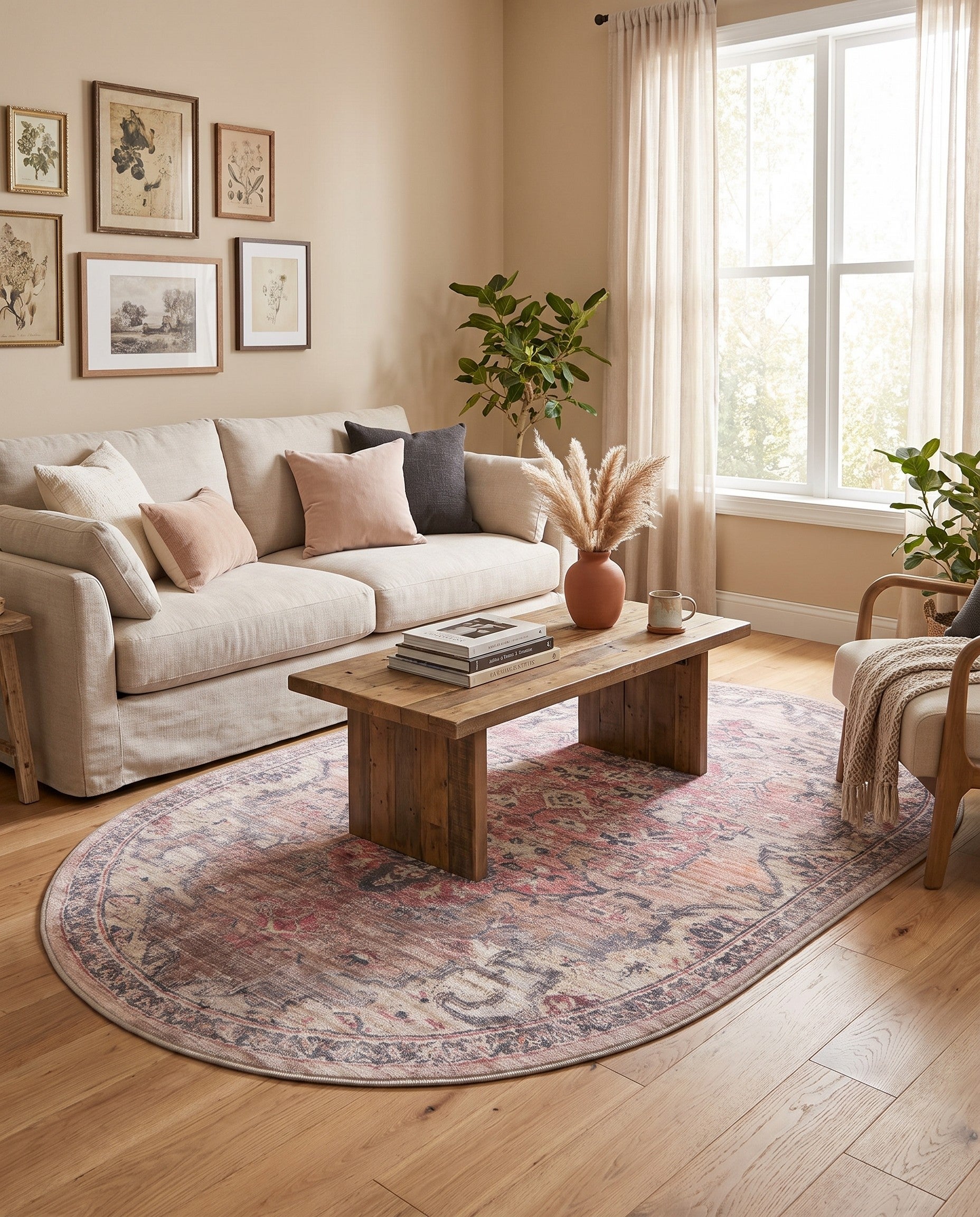 6' x 9' Washable Nostalgia Oval Rug