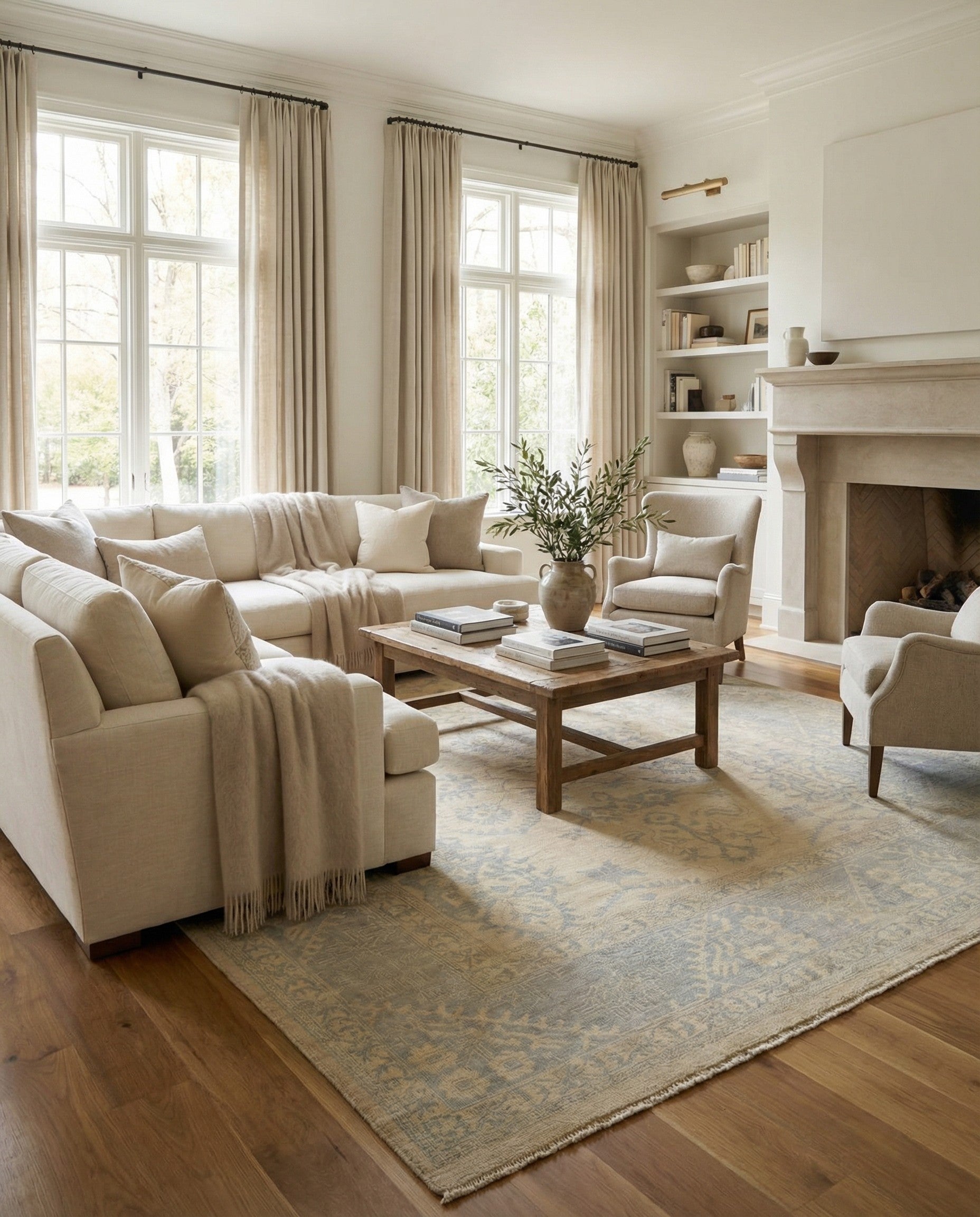 8' 7 x 12' 4 Hand Knotted Oushak Wool Rug