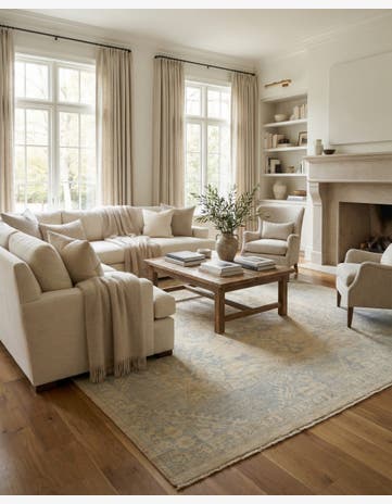 8' 7 x 12' 4 Hand Knotted Oushak Wool Rug