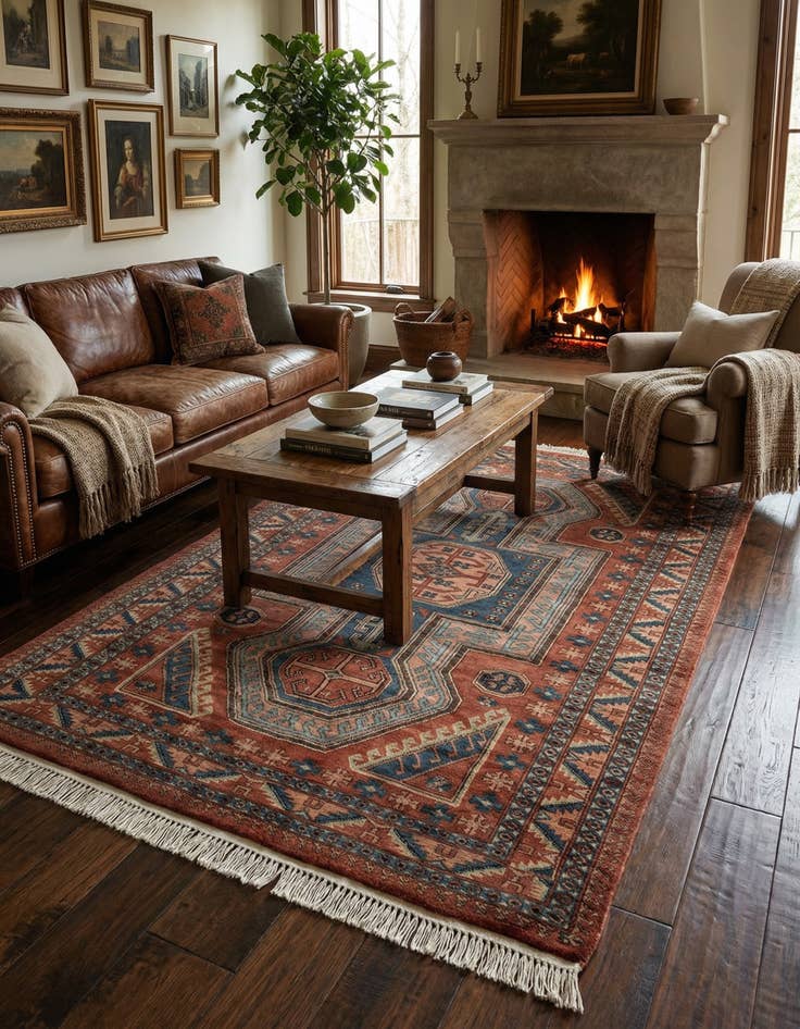 Detail image of 4' 3 x 6' 1 Hand Knotted Kazak Oriental Wool Rug