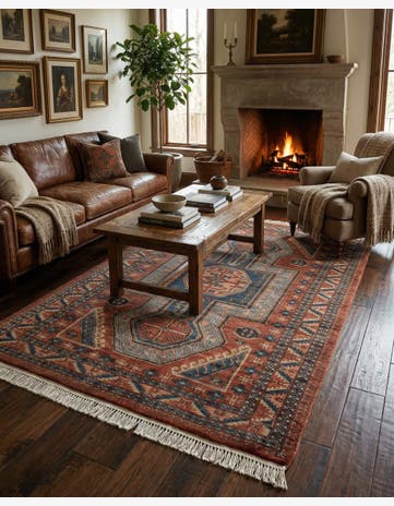 4' 3 x 6' 1 Hand Knotted Kazak Oriental Wool Rug