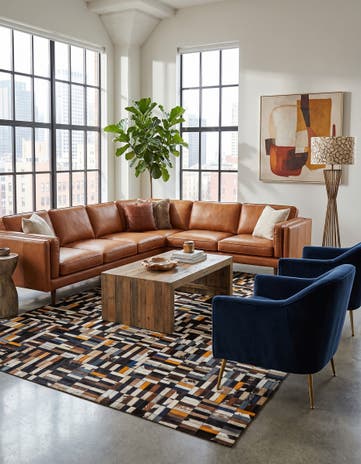 5' 1 x 8' Cowhide - Patchwork Rug
