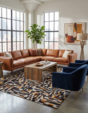 5' 1 x 8' Cowhide - Patchwork Rug