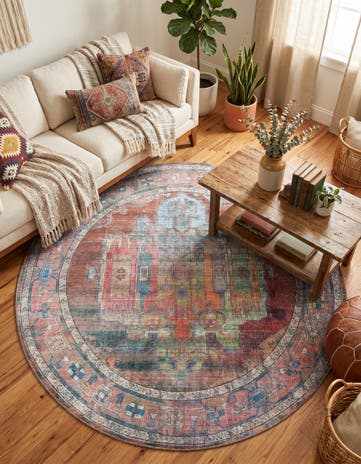 6' x 6' Washable Maahru Round Rug