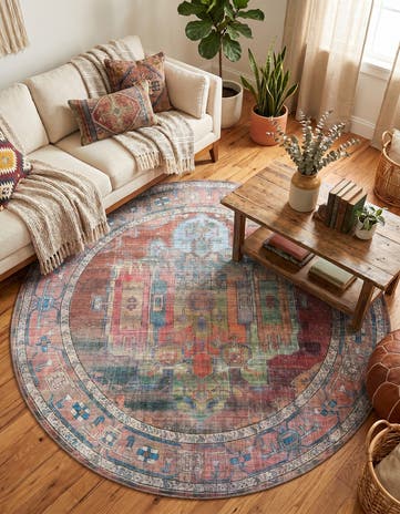 6' x 6' Washable Maahru Round Rug