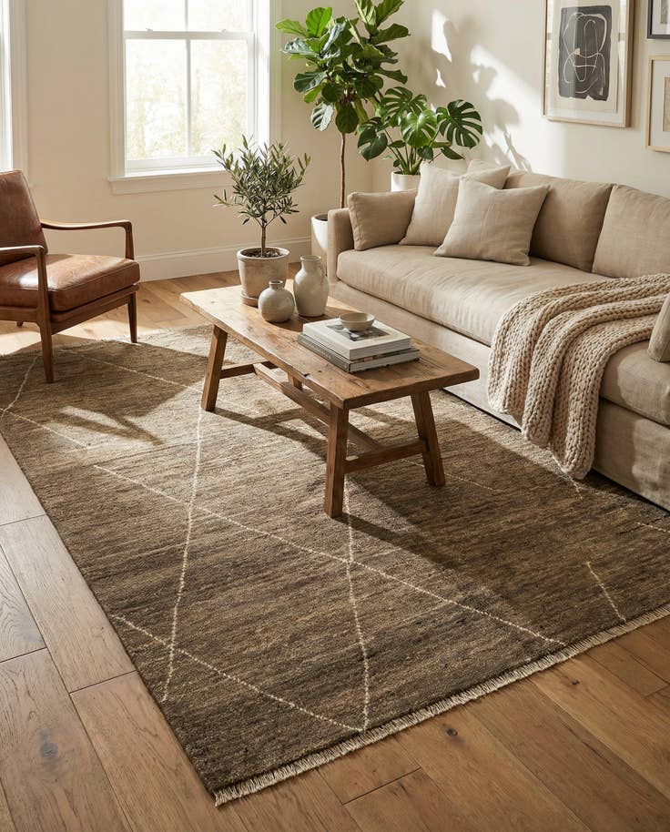 Detail image of 4' 7 x 6' 5 Hand Knotted Moroccan Wool Rug