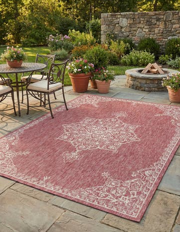 9' x 12' Easy-Clean Traditional Indoor / Outdoor Rug