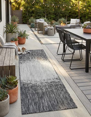 Charcoal Gray Easy-Clean Modern Indoor / Outdoor Runner Rug