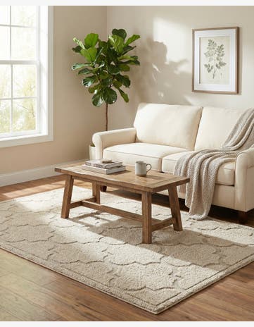 Beige Lattice Shag Rug