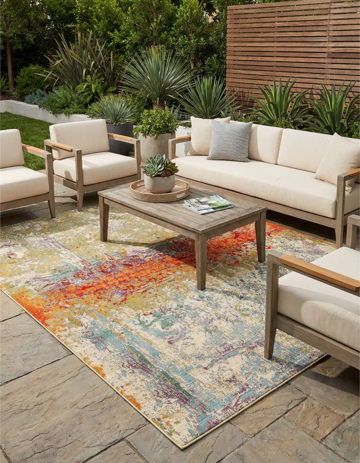 Detail image of 7' 10 x 10' Washable Modern Indoor / Outdoor Rug