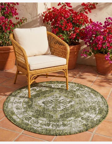 3' x 3' Easy-Clean Traditional Indoor / Outdoor Round Rug