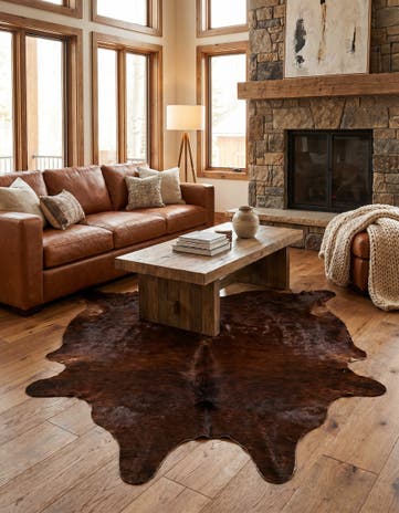 5' 4 x 5' 4 Cowhide Leather Square Rug