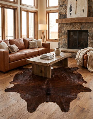 5' 4 x 5' 4 Cowhide Leather Square Rug