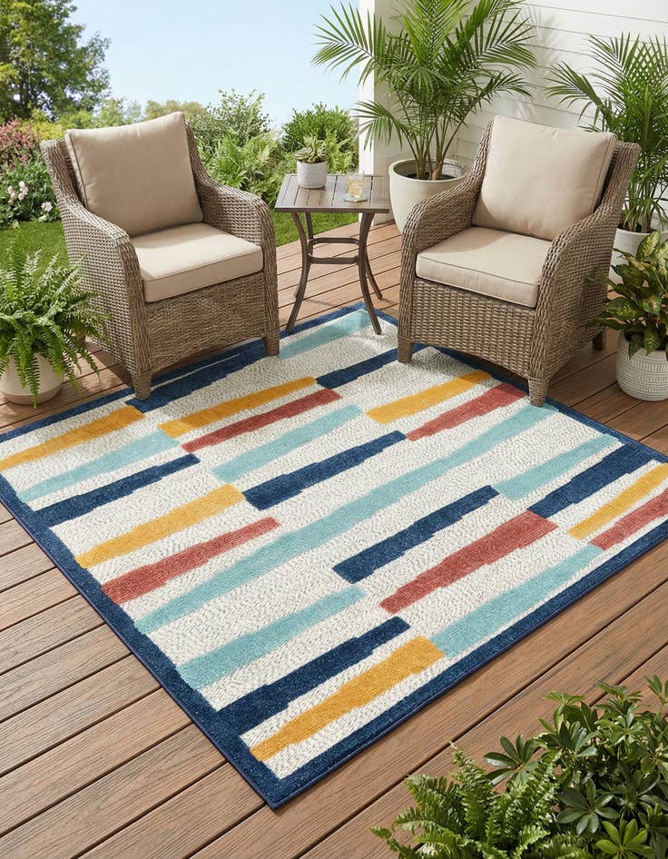 Detail image of 5' 3 x 5' 3 Washable Belize Indoor / Outdoor Square Rug