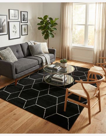 Black Trellis Frieze Rug