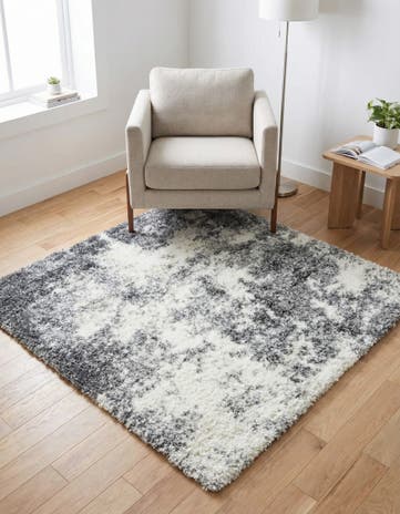 Smoke Gray Soft Touch Shag Square Rug