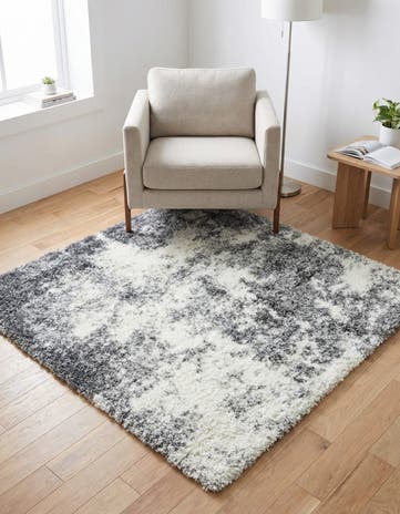 Smoke Gray Soft Touch Shag Square Rug