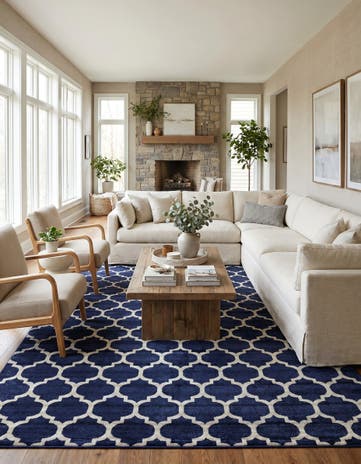 Dark Blue Lattice Rug