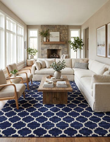 Dark Blue Lattice Rug