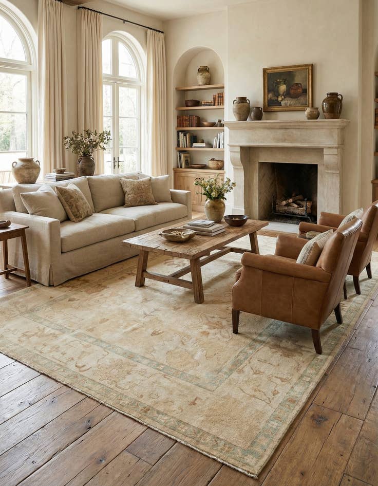 Detail image of 8' 3 x 9' 10 Hand Knotted Oushak Wool Rug