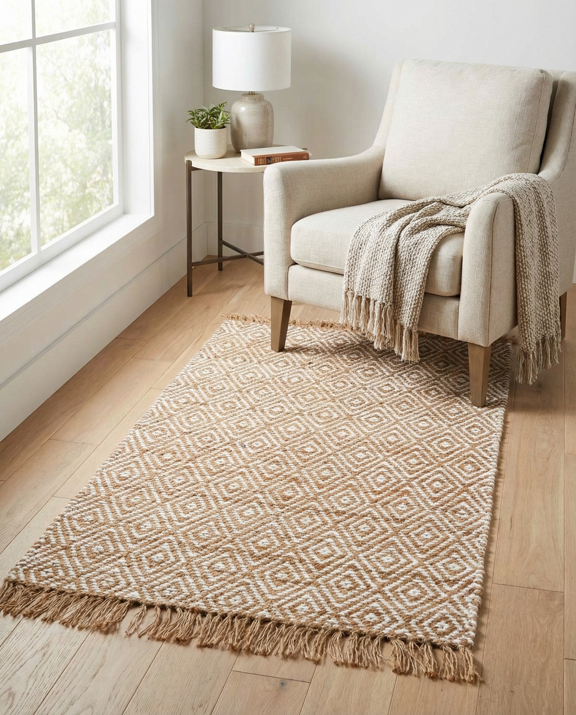  3' 3 x 5' 1  Hand Woven Braided Jute Rug