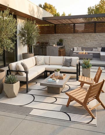 10' x 10' Easy-Clean Modern Indoor / Outdoor Square Rug